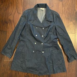 Talbots Lightweight Denim Trench Coat sz 16 in Dark Wash